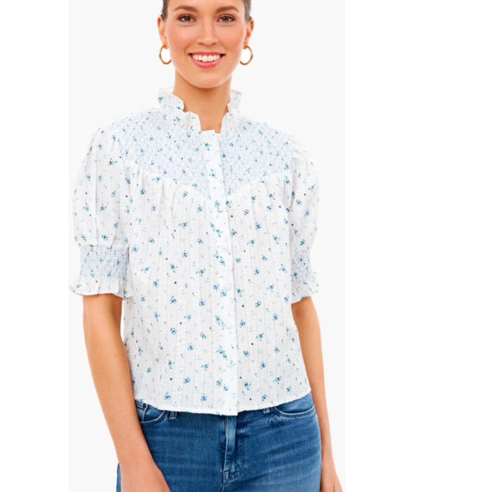 The Shirt by Rochelle Behrens Nicole Shirt in Blue Floral